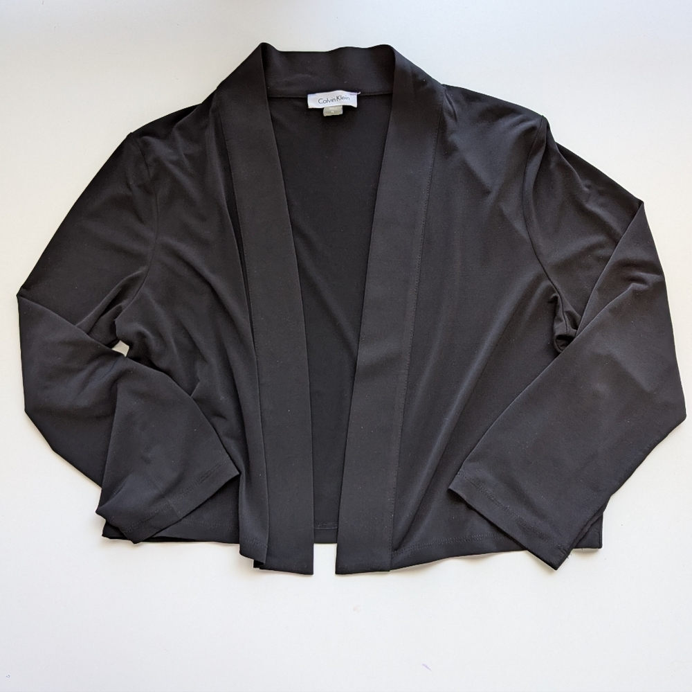 Calvin Klein Black Open Front Cardigan Blazer Women’s XL‎